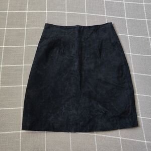 Vtg 90s Via Max Suede Leather Mini Skirt